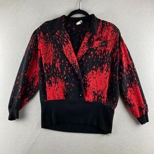 Vintage Miss Maggy Blouse Womens L Large Shoulder Pad 80s 90s Paper Tag USA Made